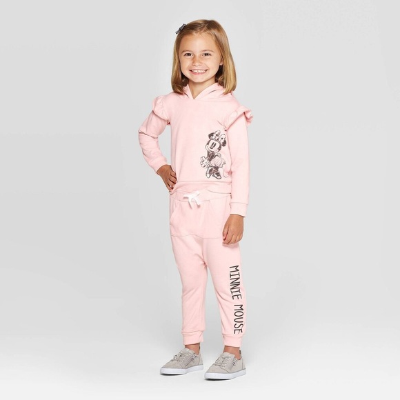 Disney Other - Minnie Mouse Hooded Sweatshirt Kangaro Joggers Set